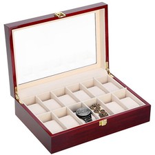 6/10/12 Slot Watch Box Display Case Organizer Jewelry Storage Wooden Xmas Gift