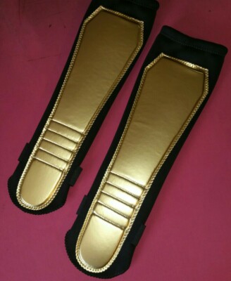       KICKPADS Gold on Black Wrestling Gear - TRUNKS TIGHTS KNEEPADS NEW