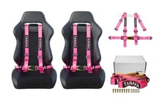 2 X Tanaka Universal Pink 4 Point Buckle Racing Seat Belt Harness 2 2 X Tanaka Universal Pink 4 Point Buckle Racing Seat Belt Harness 2