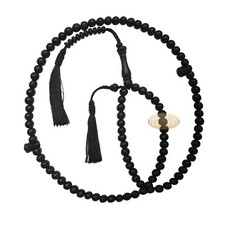 Black Prayer Beads Dyed Citrus Wood Tasbih Handcrafted 9mm 99-beads Carved Alif
