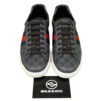 Size 9 - Gucci Ace GG Supreme Black Grey for sale online | eBay