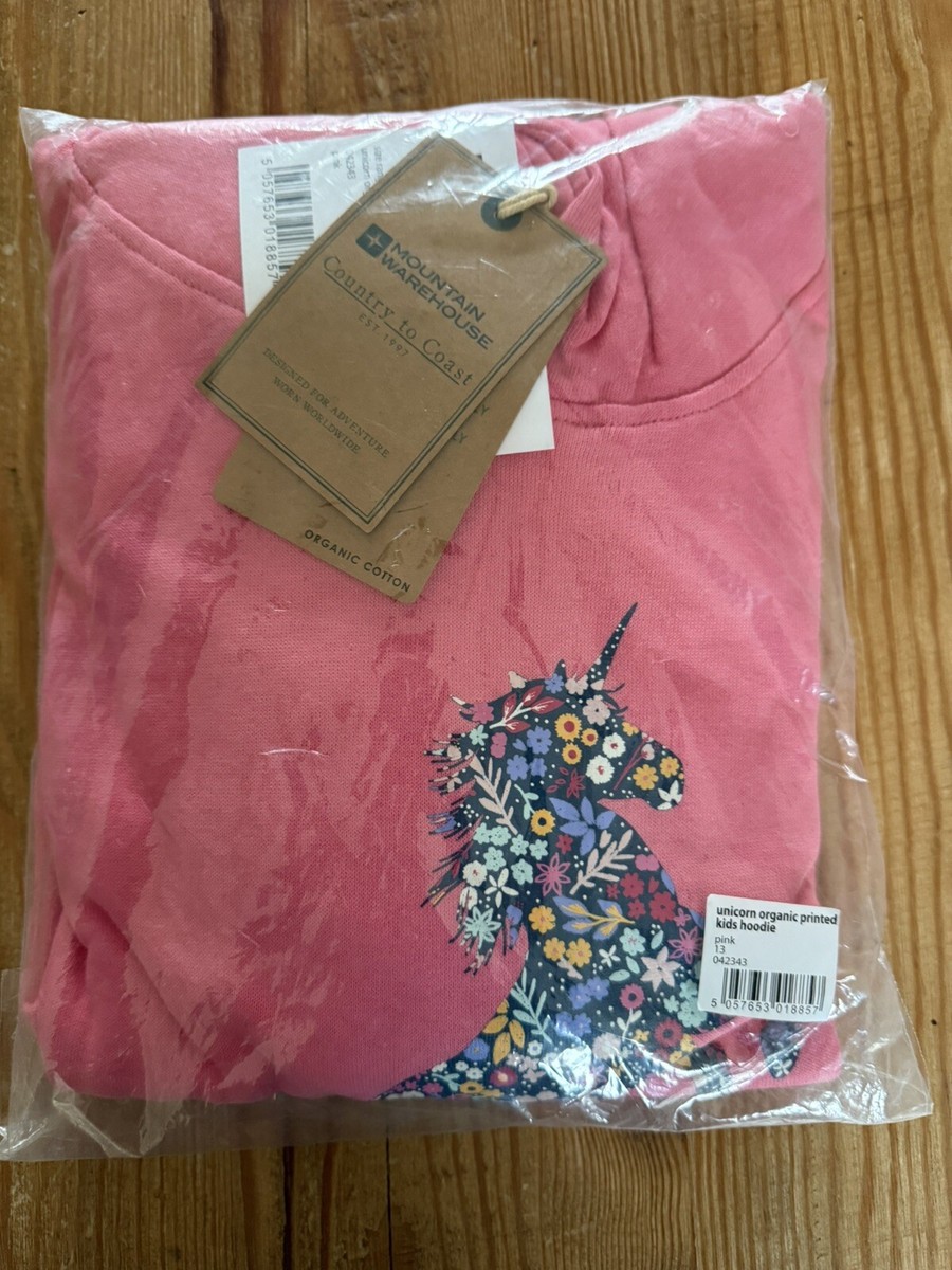 Girl's Pink Mountain Warehouse Unicorn Hooded Jumper Size 13 Years