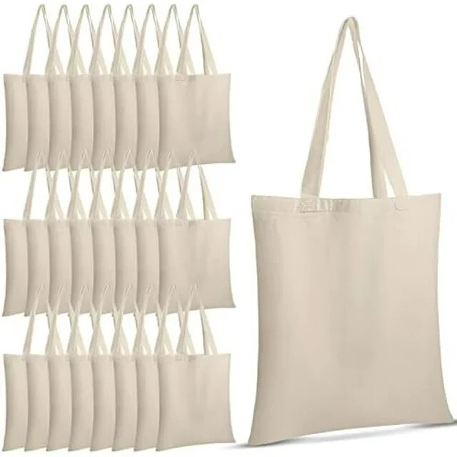 24 Pieces Canvas Tote Bags Blank Plain Canvas Bag Lightweight