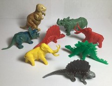 MIXED LOT OF 8 MINIATURE DINOSAURS TOY FIGURES MULTIPLE COLORS