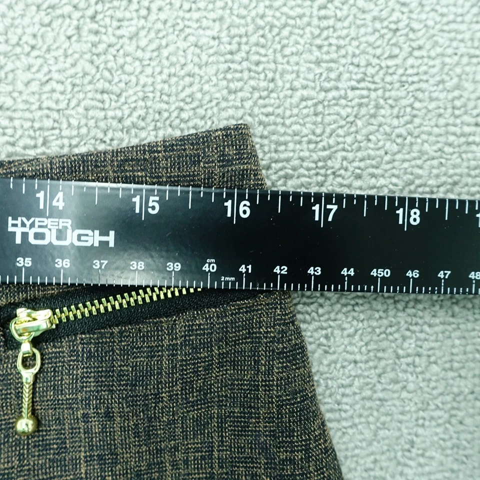 Pantalón de vestir Rafaella para mujer 8 marrón negro a cuadros curvilíneo cómodo cremallera dorada Foto 3 de 4