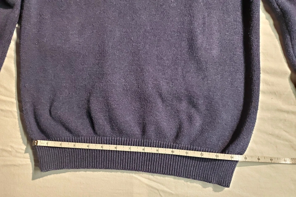 Cuello Suéter Para Hombre Grayson & Dunn Talla Pequeña Tejido Azul Cuarto Cremallera Abotonable Foto 3 de 4