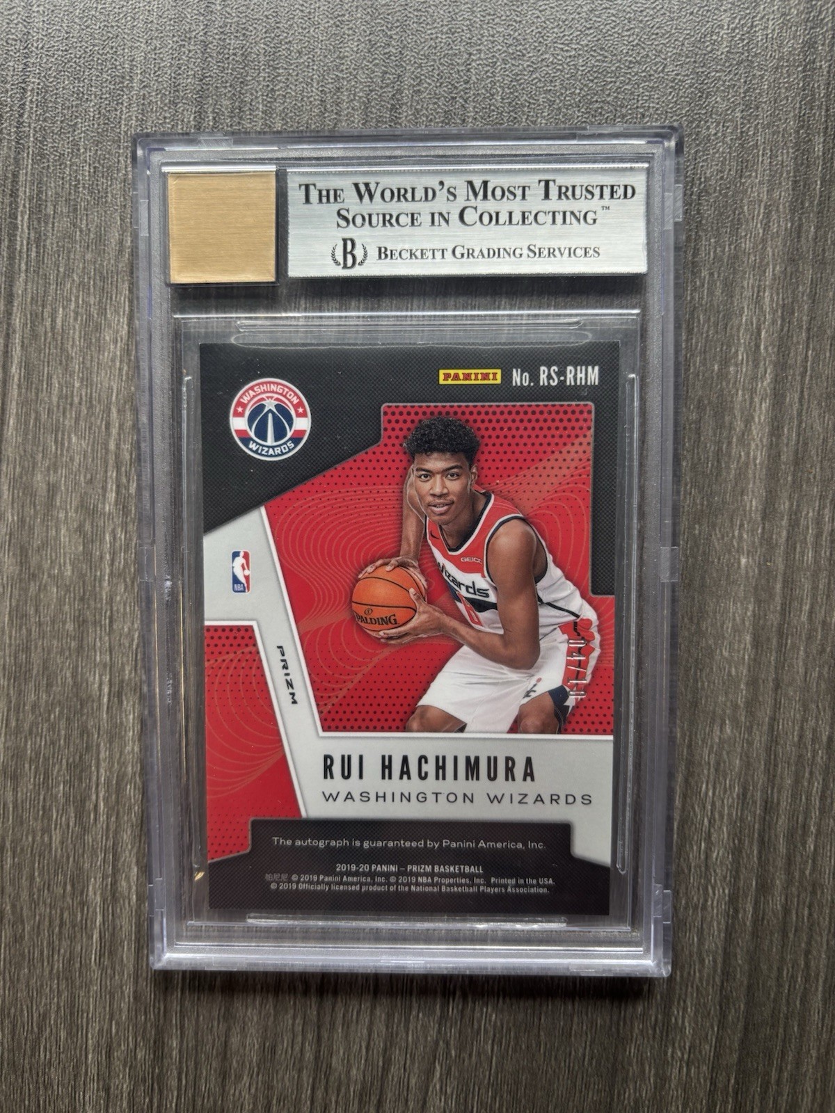 2019-20 Panini Prizm Rui Hachimura Rookie Prizm Gold RC 4/10 Auto BGS 9 Auto 10 view 2