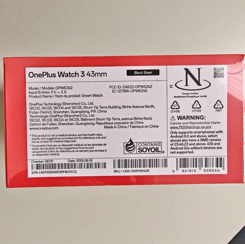 OnePlus Watch 3 43mm Black Steel - Brand New - Picture 2 of 3