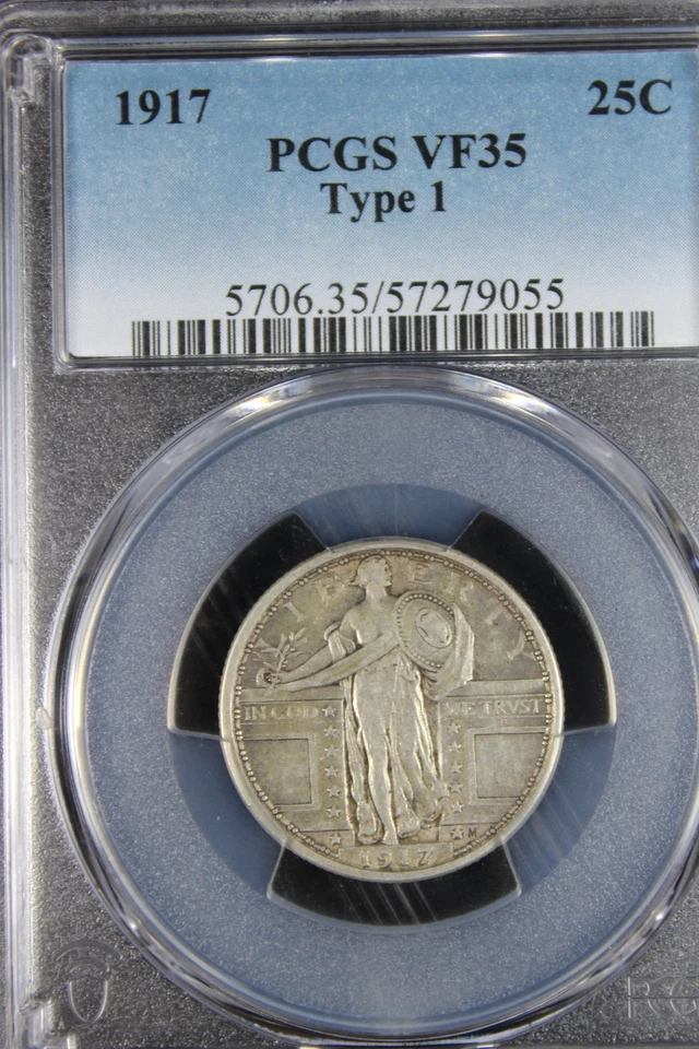 1917 VF35 Standing Liberty Quarter, Type 1, PCGS 57279055 - Image 3 of 4