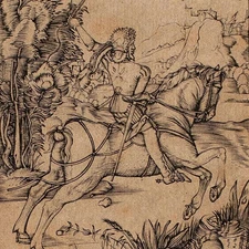 Albrecht Dürer after Galloping Rider Courier unknown copperplate around 1500