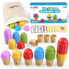Ice Cream Color Sorting Toys for Toddlers, Montessori Counting Pretend Play T...