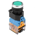 22mm Flat Head Green Push Button Momentary Switch With LED Light 220V FI