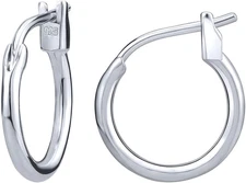 925 Sterling Silver Hoop Earrings, High Polished round Tiny Click-Top Hoop Earri