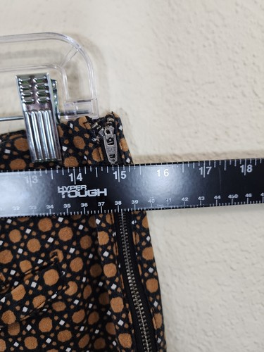 Anthropologie Essential Pantalone Slim Donna 8 Marrone Geometrico Elasticizzato Zip Laterale - Foto 4 di 9