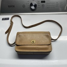 Vintage Coach Compartment Bag 9850 Tan Leather NYC Made in USA Turnlock Bag