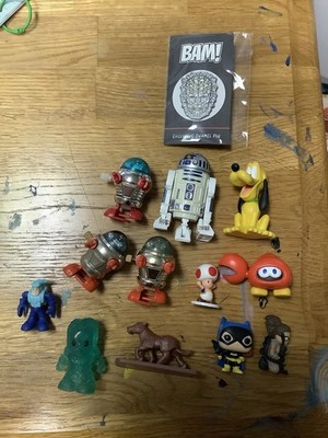 Misc Toy Lot ( TOMY Robots, Mario Figures, Loot Crate Pin)