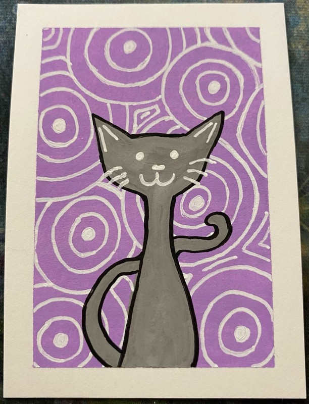 ACEO Original Cat Kitty Kitten Pet Miniature Painting Animal Art OneCraftyLady