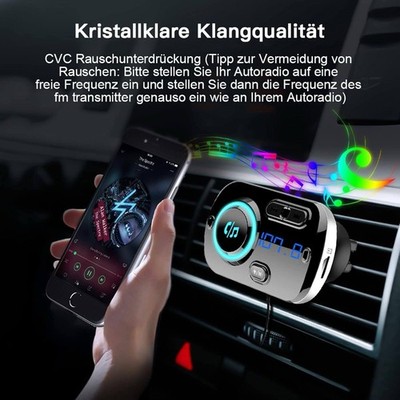 SONU BT Hands-free Car ChargerRainbow LED QC3.0 Dual USB Type C PhoneCharger