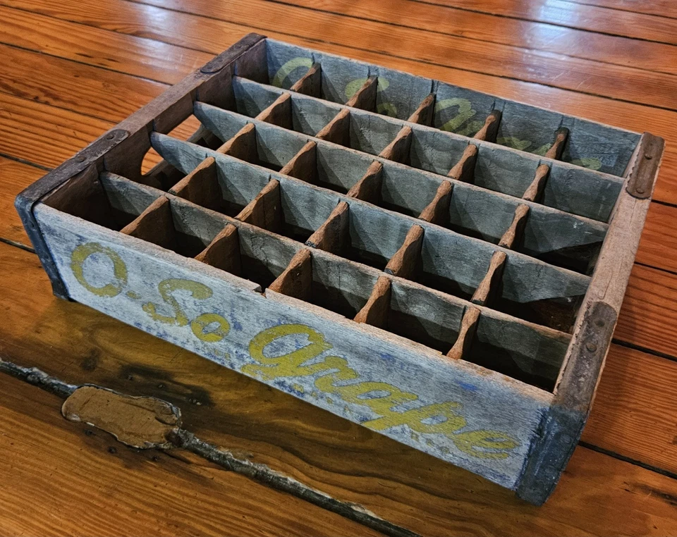 Caja/estuche de madera vintage de botella de refresco de uva O-SO 30 ranuras raro Foto 2 de 4