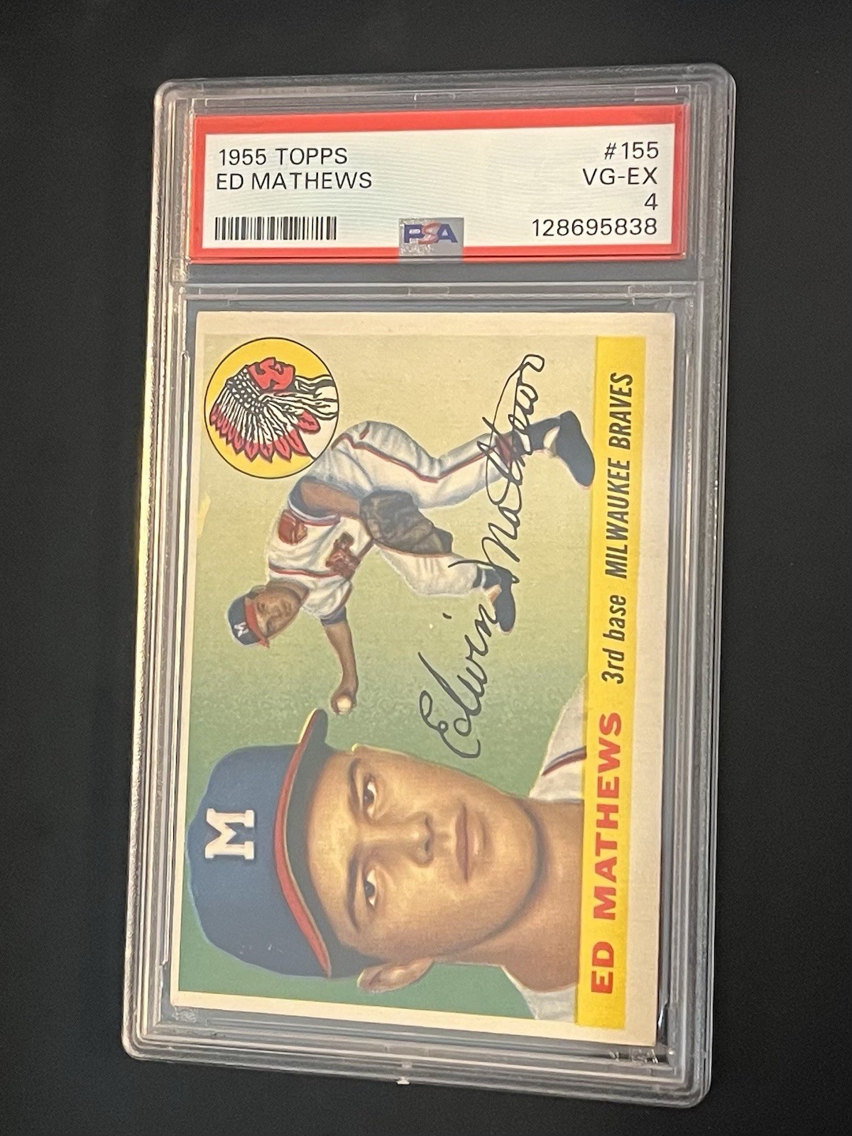 1955 Topps Baseball ED MATHEWS #155 Milwaukee Braves PSA 4
