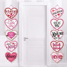 Valentine Heart Door Banner Conversation Hanging Porch Sign Decoration Pink Hear