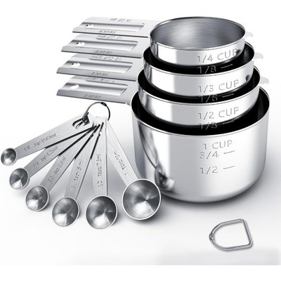 Stainless Steel Measuring Cups & Spoons Set, Cups and Spoons,Kitchen Gadgets