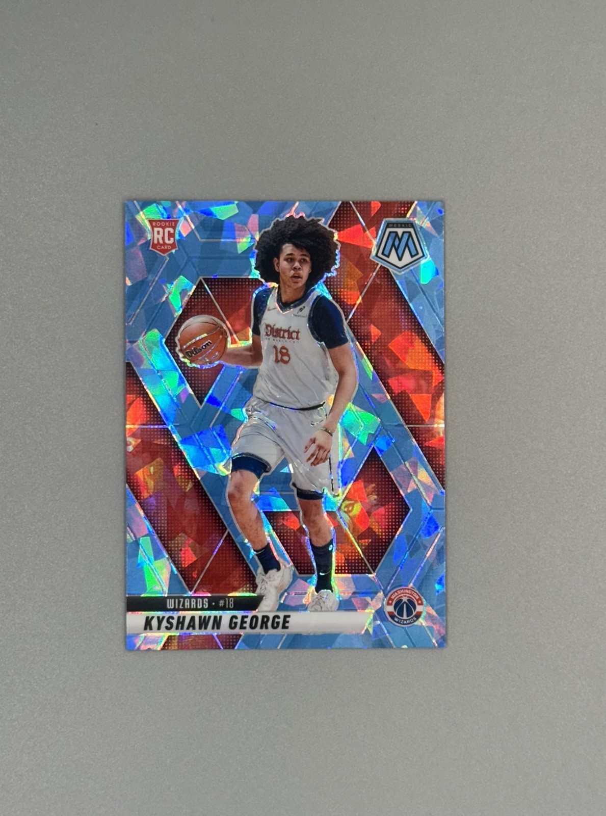 2024-25 Panini Mosaic - Rookies Kyshawn George #247 Ice Mosaic Prizm /125 (RC)