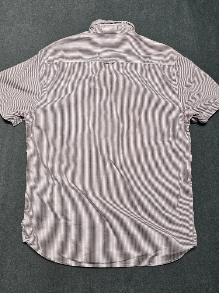 Cactus Man Ricky Singh Slim Fit Casual Shirt Short Sleeve Striped Red Mens M - Image 4 of 4