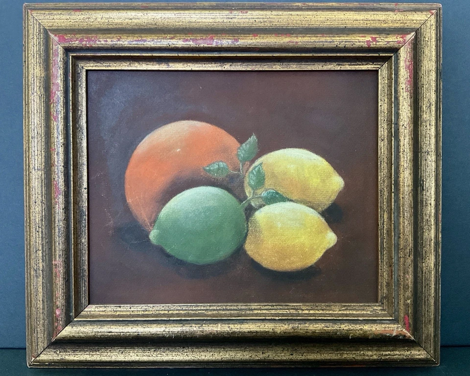 Juego De Colección De 2 Bodegón Firmado Enmarcado Con Frutas Gouache Pinturas Foto 2 de 4