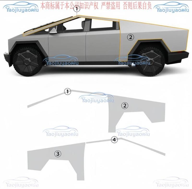 Rear Side Precut Paint Protection Film Clear PPF For Tesla Cybertruck 2024-2025