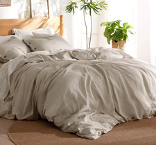 CHUFFED 54 French Linen 45 Cotton Duvet Cover Set 3PC Full/Queen Natural Linen