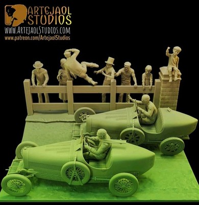 1900 Grand Prix Diorama Szene Full Set 1:35 Resin Printed