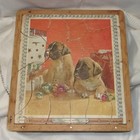 VINTAGE CHRISTMAS WOODEN FRAME PUZZLE WITH PUG DOGS - BALL ORNAMENTS & GIFTS — photo 1