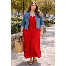 Torrid Red Maxi Dress Size 1 Layered Sleeveless Empire Waist Flowy