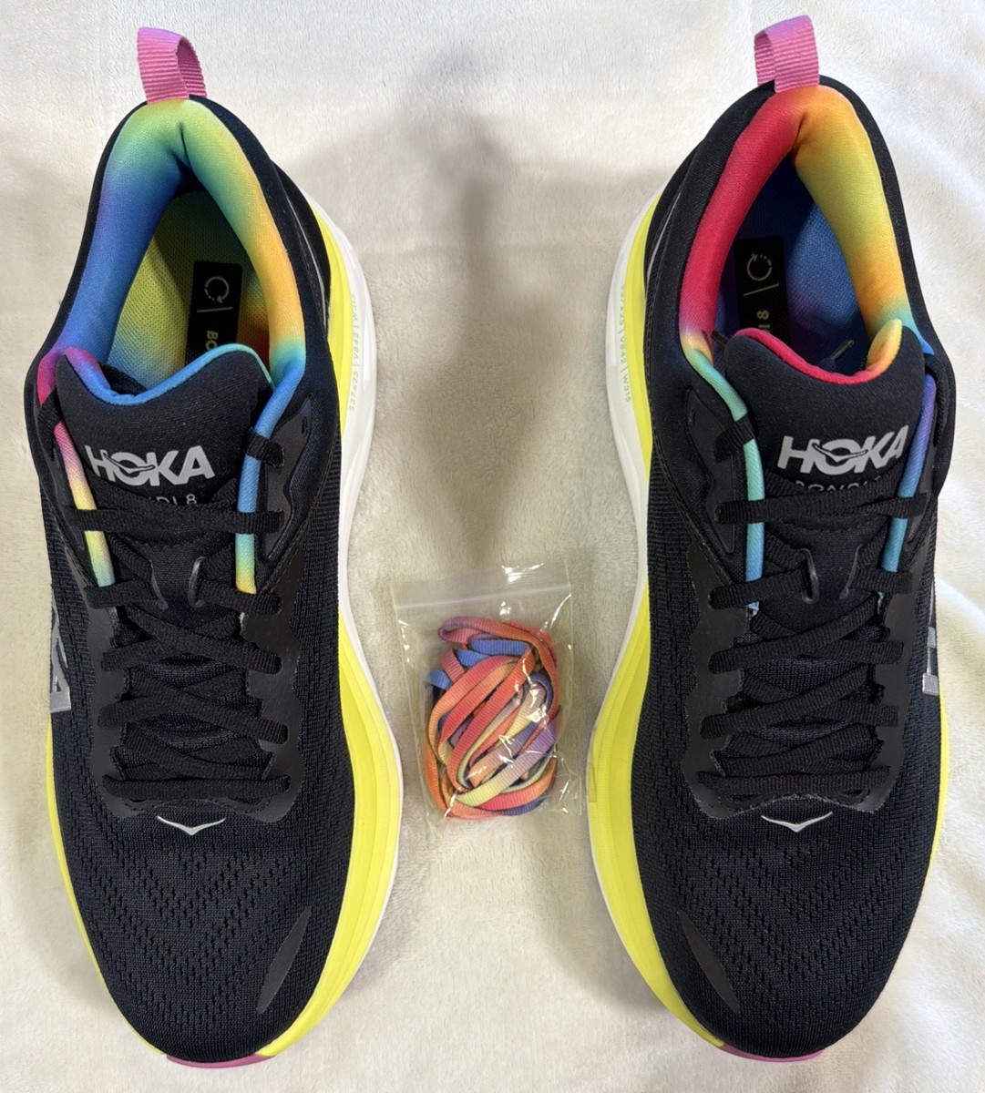 Hoka One Bondi 8 Black Citrus Shoes Men display picture 1