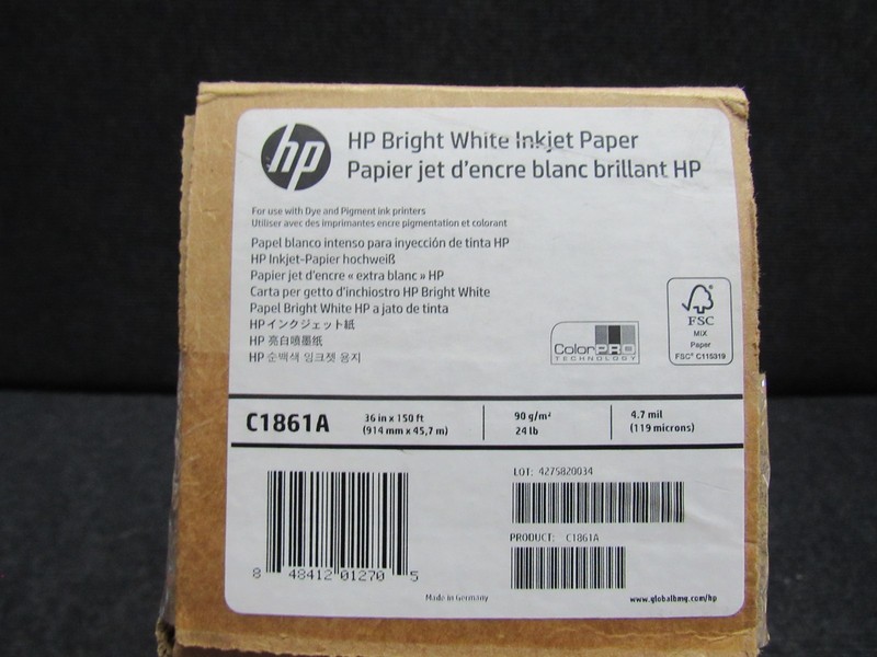 GENUINE HP C1861A (DESIGNJET 1050C) 36" X 150' BRIGHT WHITE INKJET PAPER