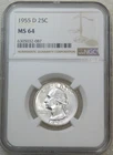 1955-D Washington Quarter NGC MS64 Frosty White New Holder #Q208Y