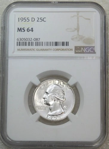 1955-D Washington Quarter NGC MS64 Frosty White New Holder #Q208Y