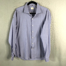 Culturata Shirt Mens 2XL Blue Gingham Check Button Up Tailored Fit Preppy