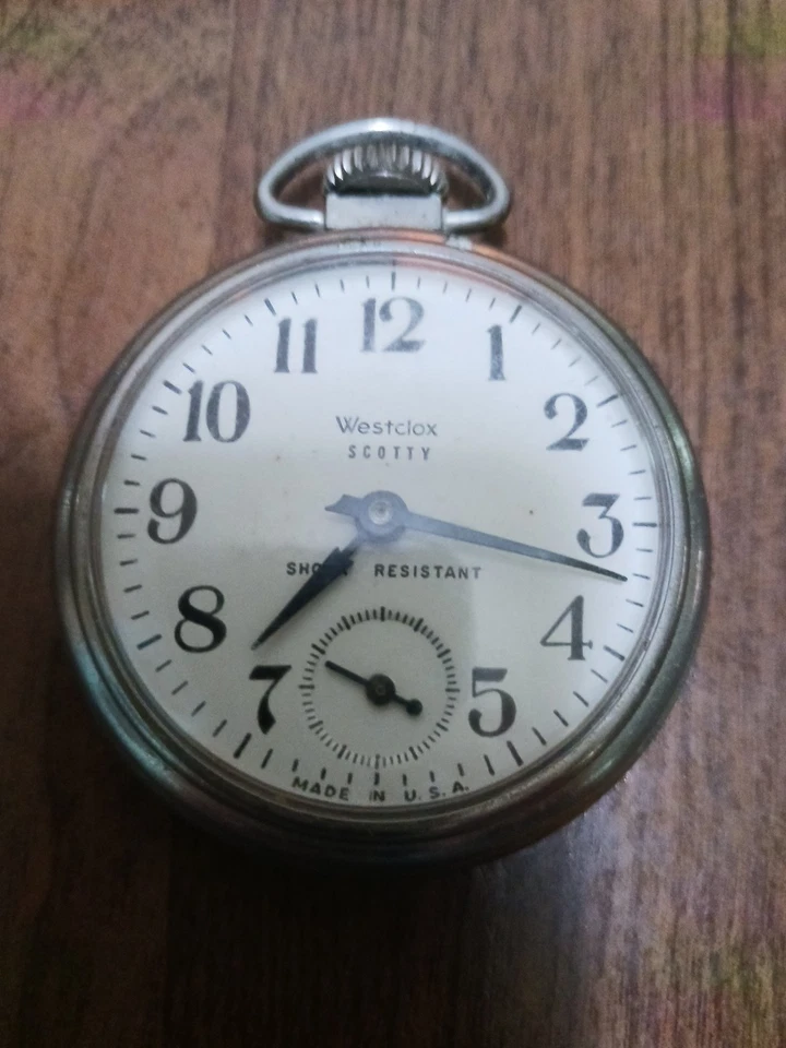 Vintage Westclox "Scotty"-Open-Face, Shock Resistant, Manual Wind-Pocket Watch - Image 4 of 4