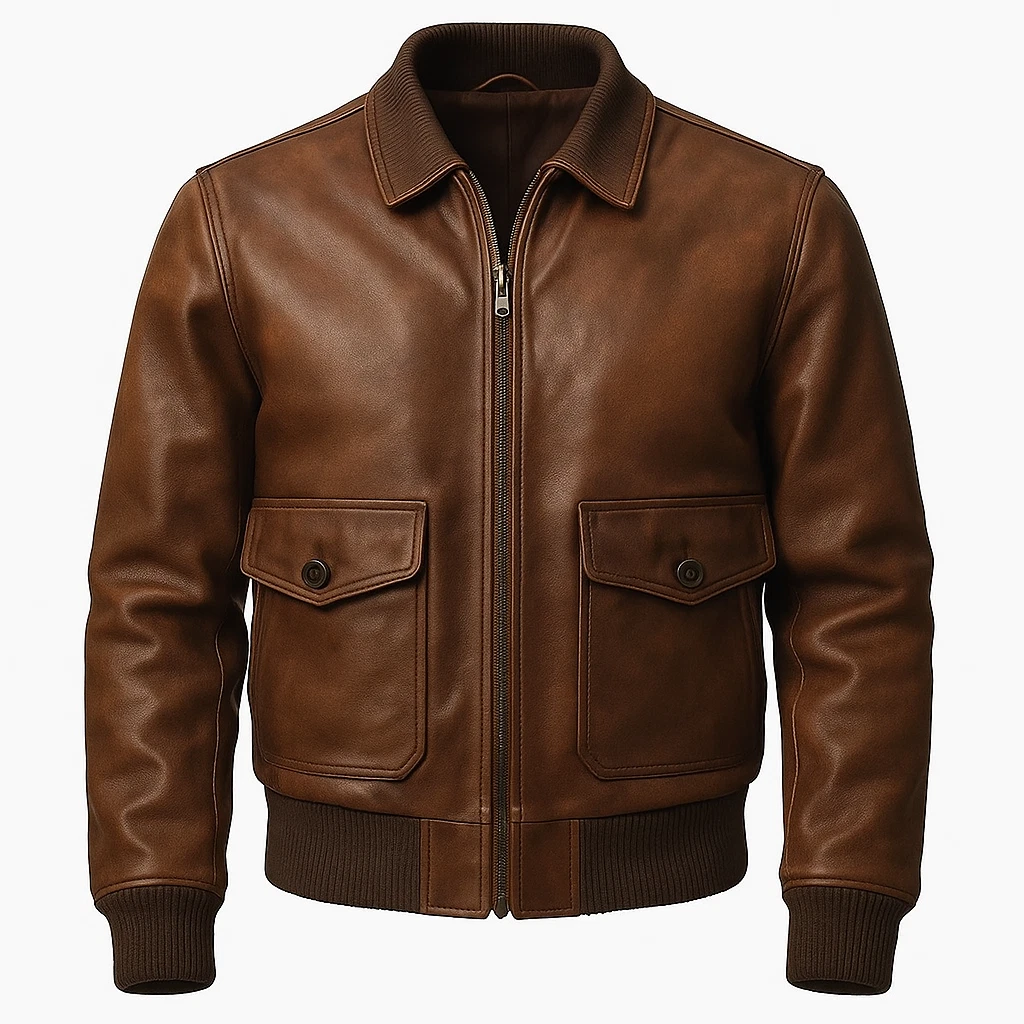 Men’s Brown Genuine Leather Biker Jacket Motorcycle Style | Classic Vintage Look