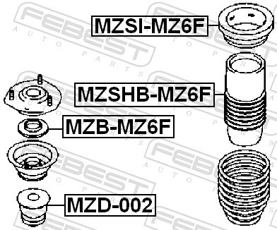 Fits FEBEST MZB-MZ6F FRONT SHOCK ABSORBER SUPPORT BEARING MAZDA 6 WAG ⭐UK Stock⭐