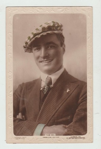 Frühe Tom Mix getönte Echt Foto Postkarte RppC Tom Mix Kino Star (H)