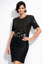 Vintage Papell Boutique Evening Women XL Black Silk Beaded Sequin Blouse Formal