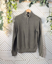 Vintage J. Crew Mens Chunky Cable Knit Sweater Mock Neck Pullover Heavy Green SM