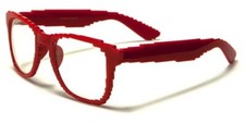 NEW RED CLASSIC ROUND UNISEX FRAME CLEAR LENS GLASSES RETRO PIXEL NERD 012 CLR