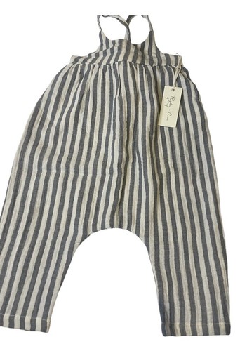 Rylee and Cru Gigi Jumpsuit Blue Storm Striped Romper One Piece 0-3M NWT - Picture 3 of 7