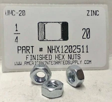1/4-20 Finished Hex Nuts Steel Zinc Plated (100)