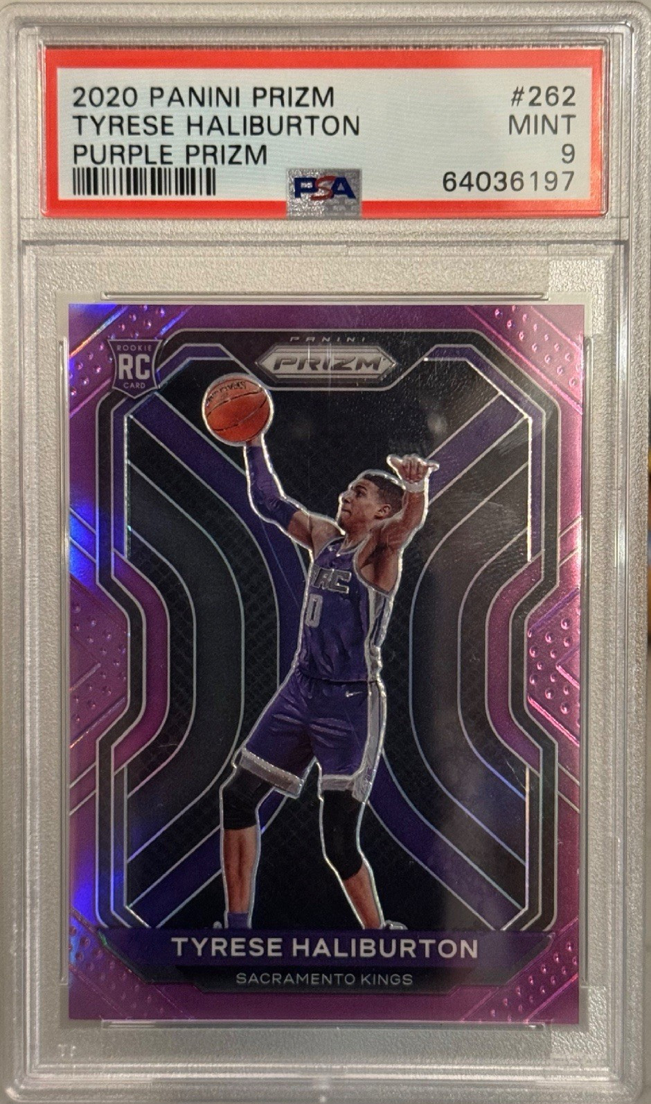 2020 Panini Purple Prizm Tyrese Haliburton Rookie Card /99 PSA 9