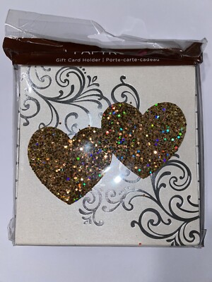Papyrus Gift Card Box - Gold Glittered Hearts